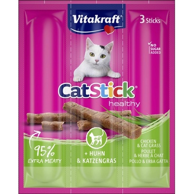 Vitakraft Cat Stick Kabanosy s kuřecím masem a trávou 3 x 18 g
