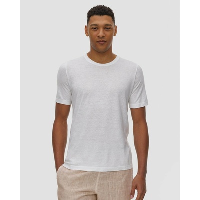 Pánské tričko 120% Lino Crewneck t-shirt Bílé