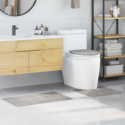 vidaXL Комплект антислип килими за баня 3 pcs Сив ПП (4019865)