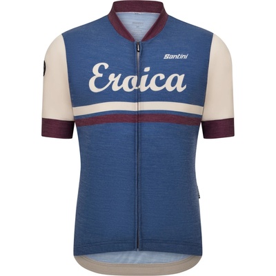 Santini Мъжка фланелка с къс ръкав за колоездене Santini Eroica Iris Cycling jersey - Avio - размер M (056-4378-0112)