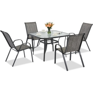 Garden Point Метална градинска мебел Modena за 4 души с квадратна маса Garden Point сива (GAP1081-4)