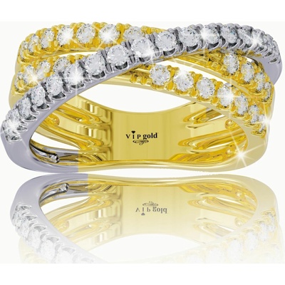 VIPgold Prsteň v bielo žltom zlate s bielymi zafírmi R35902zb