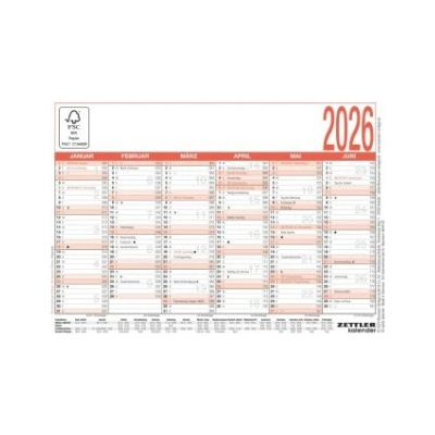 Arbeitstage A6 14,8 x 10,5 cm 6 Monate auf 1 Seite Tafel Plakat Jahresplaner 900-0000 2026
