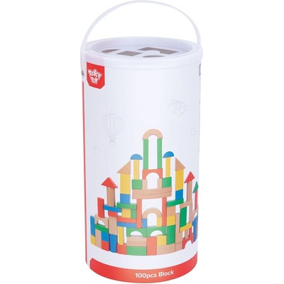 Tooky Toy - Дървен конструктор в кофа-сортер, 100 части TH467