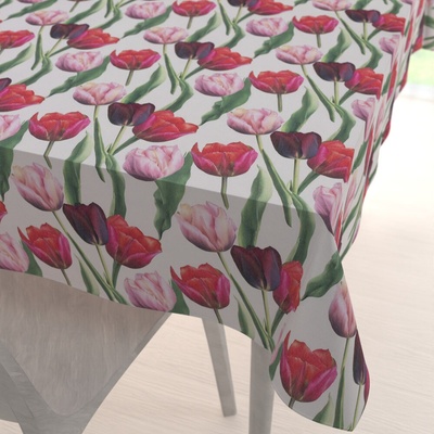 Biante Dekoračný obdĺžnikový obrus Terra TRA-001 Tulipány na dymovo sivom 140x220 cm