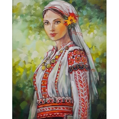 MagicArt Комплект за рисуване по номера MagicArt - Българско девойче (по оригинал на Миглена Кирилова) (GX47966)