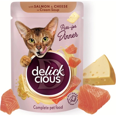 Delickcious Adult Pásiky s lososom a syrom v krémovej polievke 85 g