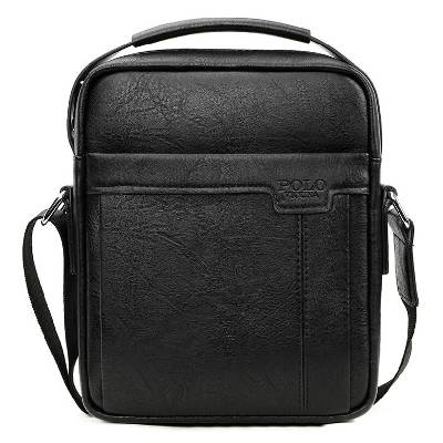Мъжка кожена чанта Vicuna Polo Chevron, PU Кожа, Черна (VICUNA-POLO-1030-BLACK)