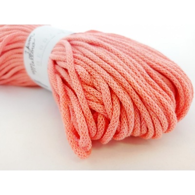 YarnMellow Bavlněná šňůra Berry 3mm Lososová (Bavlněná háčkovací šňůra 100 m YarnMellow Berry 3mm Lososová vhodná pro macramé, pletení a háčkování. Pletená, bavlněná šňůra vhodná na výrobu kabelek, ko