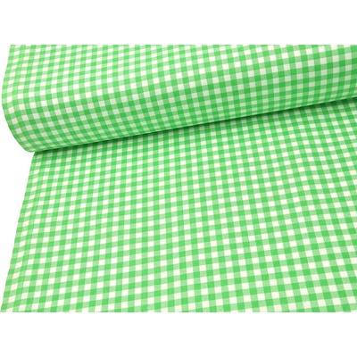 Mirtex Plátno DOMESTIK 145/21375-3 Káro zelené kostky 7mm šíře 150cm Zbytková metráž