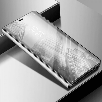 Púzdro SES Zrkadlový silikónový flip Xiaomi Redmi Note 10S - strieborný