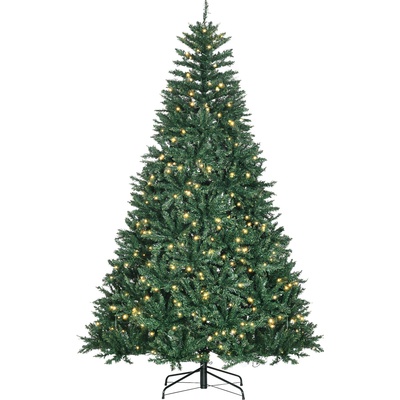 HOMCOM Vánoční stromeček HOMCOM, 700 teple bílých LED diod, 2154 větví, nehořlavý, plast/kov, 210 x 142 cm, zelený