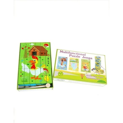 Дървен пъзел с животни дървена настолна игра тип Дженга