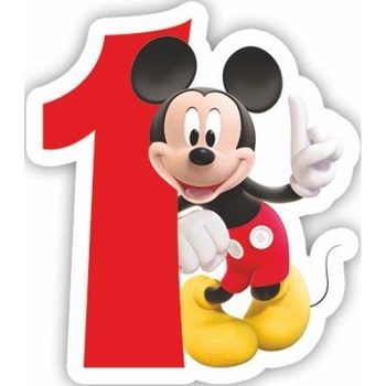 Procos Mickey Mouse dortová svíčka bílá s červeným číslem 1