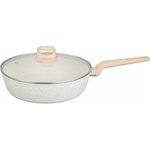 Voltz Дълбок тиган Voltz Nice OV54419E28CD, алуминий, мраморно покритие, 28 см диаметър, 6.8 см дълбочина, капак, кремав меланж (OV54419E28CD)