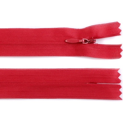 Spirálový zip skrytý šířka 3 mm délka 60 cm dederon Barva: 148 červená