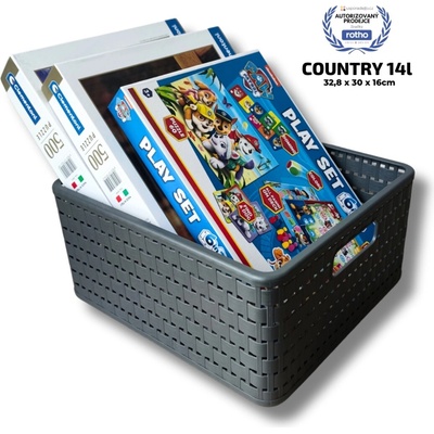 Rotho Úložný box Country 14 l čierna