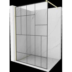 Mexen Kioto стена за душ Walk-in 130 x 200 см, черен модел 8 мм, златисто четкавано - 800-130-101-55-78 (800-130-101-55-78)