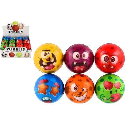 Míček monster pěna 7 5cm 6 barev 24ks v boxu