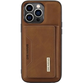 Púzdro DG.MING 2 v 1 s odnímateľnou magnetickou peňaženkou iPhone 14 Pro Max - hnedé