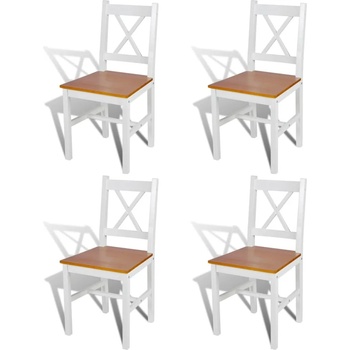 Image 1 of vidaXL Трапезни столове, 4 бр, бели, борова дървесина (241513)