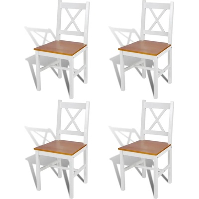 vidaXL Трапезни столове, 4 бр, бели, борова дървесина (241513)