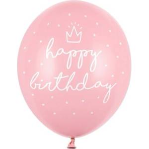 Party Deco Латексови Балони, Розово ''Happy Birthday'' 30см (SB14P-244-081J)