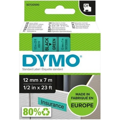 DYMO páska D1 12mm x 7m, čierna na zelenej S0720590
