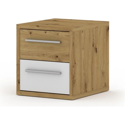 ЕВРОМАР Нощно шкафче canberra бяло / дъб артисан