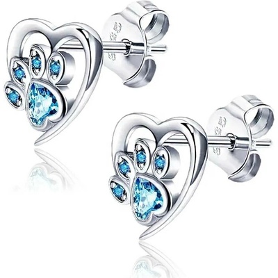 Elanis Jewel Stříbrné náušnice Tlapka s modrými krystaly Swarovski® EJ00558