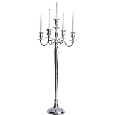 Svícen MODERN BAROCK 120cm 5ramenný stříbrný