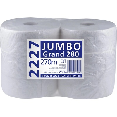 Linteo JUMBO Grand 280 двуслойно бяло рециклирано, 270 м (6 бр. )