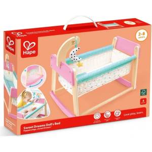 Hape Дървено люлеещо се легло за кукли Hape Sweet Dreams - 4 части (H3608)
