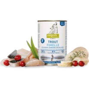isegrim консерва с пъстърва, пащърнак и червени боровинки 400gr