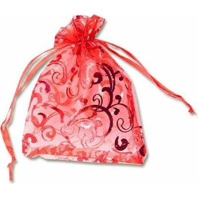 Dárkový sáček organza 7,5x10cm červený s potiskem (pytlík z organzy - s potiskem červená)