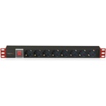 TECHLY Разклонител за 19" монтаж в шкаф, 8 гнезда шуко + суич, 3 м кабел, черен (i-case-strip-81ud)