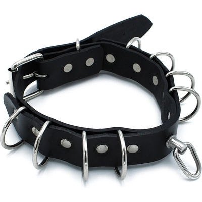 Kiotos Leather Collar Multi-D-Rings Black