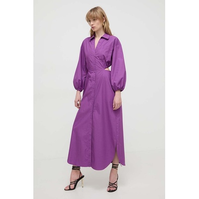 TWINSET Памучна рокля Twinset в лилаво дълга със стандартна кройка (241AP2013)