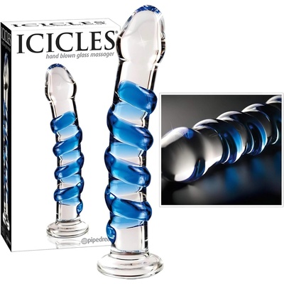 Icicles No. 5 - стъклено дилдо спирала - прозрачно синьо