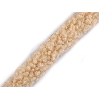 Všívací lemovka / lampas imitace beránka kulatý šíře 3,5 cm Varianta: 2 béžová světlá, Balení: 1 m 57754/147167/266010