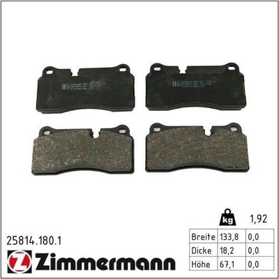 Sada brzdových destiček, kotoučová brzda ZIMMERMANN 25814.180.1