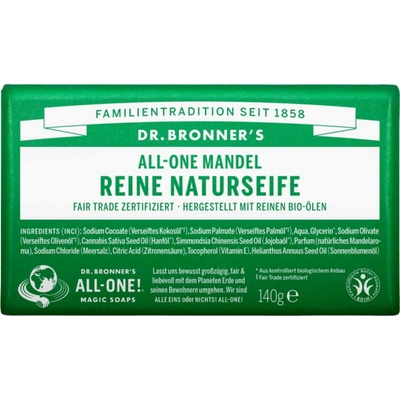 Dr Bronner's tuhé univerzálne bio mydlo All-One Almond 140 g