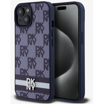 DKNY Заден капак от полиуретанова кожа с кариран десен и райета за iPhone 15 Blue DKNY | Sin | ЖЕНИ | UNI