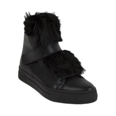 Български обувки Дамски кецове черен цвят с подвижен език Ruc27