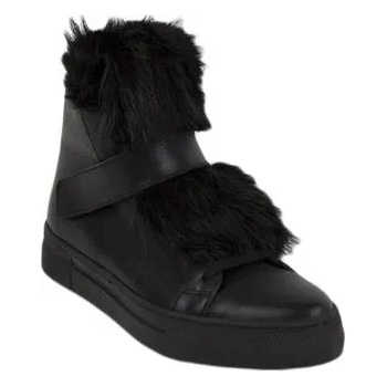 Български обувки Дамски кецове черен цвят с подвижен език Ruc27