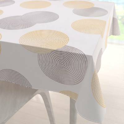 Biante Sametový čtvercový ubrus Tamara TMR-023 Žluté a šedé designové kruhy na smetanovém 130x130 cm