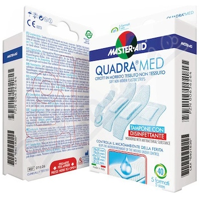 Master Aid Quadra Med Jemné náplasti s antiseptickým vankúšikom 40 náplastí