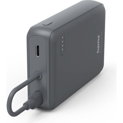 Hama Външна батерия „Travel с кабел, 10000mAh, 2 изхода: 2x USB-C, антрацит (HAMA-201739)