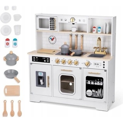 TOOKY TOY Velká Dřevěná Multifunkční Kuchyňka Moderní s Příslušenstvím