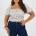 Brave Soul Plus Size Womens Puff Sleeve Top with Ruched and Tie Details. - Blue Floral